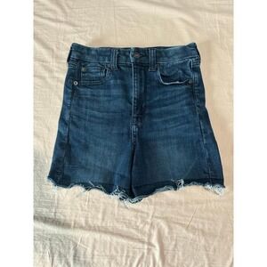 American Eagle Curvy Super Hi Rise Shortie Blue Denim Shorts Womens Size 2 (H4)